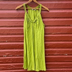 Athleta Antique Gold/Olive Green Double Strap Racerback Athletic Dress Women's S